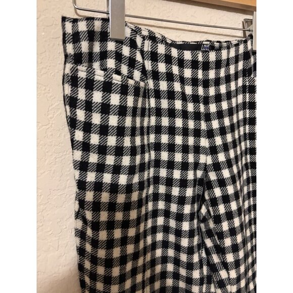 MOSCHINO Love Retro Plaid Pants 100% Wool Black White Size 8 - Picture 2 of 7